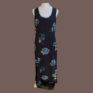 Karen Kane Floral Dress | Blue Scoop Neck | Size 6 | Vintage